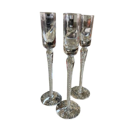 Cordials / liqueur air twist  stem Glasses hand blown set of 3  vintage - Picture 1 of 3